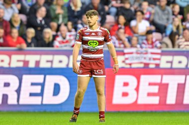 Wigan Warriors 'dan Jack Farrimond 17. Betfred Süper Lig karşılaşmasında Wigan Warriors St. Helens' e karşı DW Stadyumu, Wigan, İngiltere, 12 Temmuz 2024 