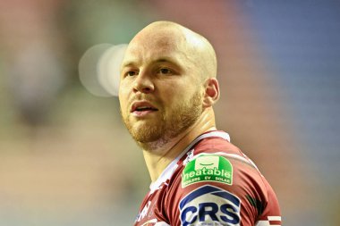 Wigan Warriors takımından Liam Marshall, 17. Betfred Süper Lig karşılaşmasında Wigan Warriors 'a karşı St. Helens Stadyumu, Wigan, İngiltere, 12 Temmuz 2024 