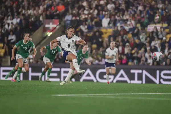 stock image Georgia Stanway of England scores the team's second goal during the UEFA Women's Championship Qualifiers - Group 3 match England Women vs Ireland Women at Carrow Road, Norwich, United Kingdom, 12th July 2024 