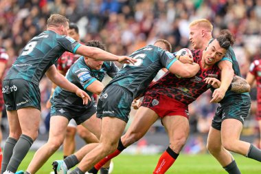 Leigh Leoparları 'ndan Aaron Pene, 13 Temmuz 2024' te Leigh Spor Köyü 'nde Leigh Leopards ile Huddersfield Giants arasında oynanan 17. 