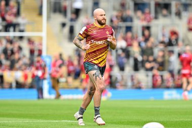 Huddersfield Giants 'tan Jake Bibby, 17. Betfred Süper Lig Turu' nda Leigh Leopards 'a karşı Huddersfield Giants maçında ısınıyor. Leigh Spor Köyü, Leigh, İngiltere, 13 Temmuz 2024 