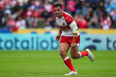 Hull KR takımından Sauaso Sue 17. Betfred Süper Lig karşılaşmasında Hull FC, Hull KR 'a karşı MKM Stadyumu, Hull, Birleşik Krallık, 13 Temmuz 2024 