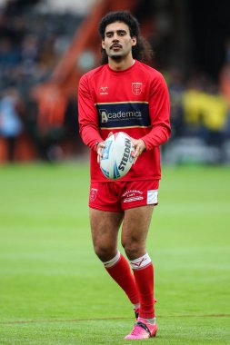 Tyrone May of Hull KR maç öncesi ısınma maçında 17. Betfred Süper Ligi karşılaşması Hull FC Hull KR 'a karşı MKM Stadyumu, Hull, Birleşik Krallık, 13 Temmuz 2024 
