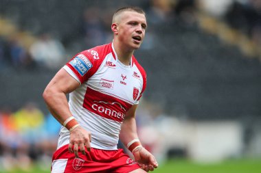 Hull KR takımından James Batchelor 17. Betfred Süper Lig karşılaşmasında Hull FC, Hull KR 'a karşı MKM Stadyumu, Hull, Birleşik Krallık, 13 Temmuz 2024 