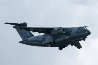 Embraer C-390 Millennium of Embraer Defense & Security during The Royal International Air Tattoo 2024 Arrivals Day at RAF Fairford, Cirencester, United Kingdom, 17th July 2024 clipart