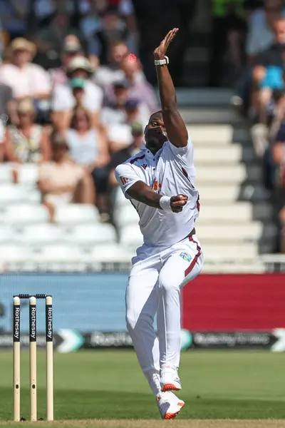 stock image Jayden Seales of West Indies during the game during the 2nd Rothesay Test Match match England vs West Indies at Trent Bridge, Nottingham, United Kingdom, 18th July 2024 