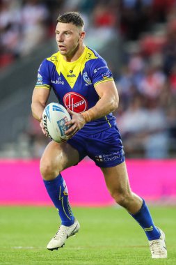 Warrington Wolves takımından George Williams, 19 Temmuz 2024 'te St Helens - Wicked Stadyumu, St Helens - Warrington Wolves maçında 18.