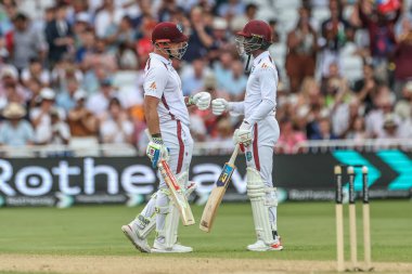 Batı Hint Adaları 'ndan Joshua Da Silva, Rothesay Test Maçı' nda yarım yüzyıl (50 koşu), İngiltere 'nin Batı Hint Adaları' na karşı Trent Bridge, Nottingham, İngiltere, 20 Temmuz 2024 'te üçüncü karşılaşmasını kutluyor.