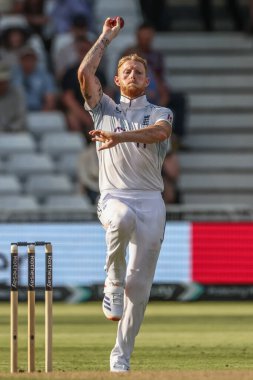 Ben Stokes of England delivers the ball during the 2nd Rothesay Test Match day two England v West Indies at Trent Bridge, Nottingham, United Kingdom, 19th July 2024 clipart