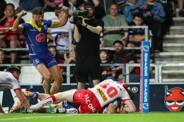 Warrington Wolves 'tan Adam Holroyd, 19 Temmuz 2024' te St Helens vs Warrington Wolves 'a karşı oynanan Betfred Süper Lig maçında 10-16' lık skora ulaştı.