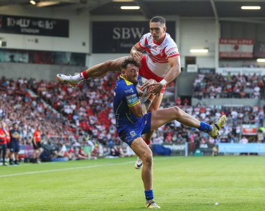 Warrington Wolves 'tan Matty Ashton, Betfred Süper Lig 18. Raundda St. Helens - Warrington Wolves maçında St. Helens - Wicked Stadyumu, St Helens, Birleşik Krallık, 19 Temmuz 2024