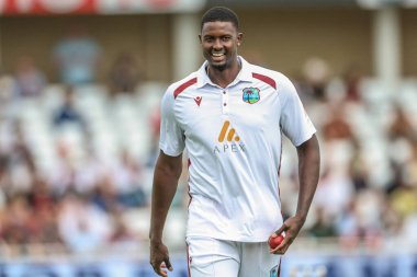 Jason Holder of West Indies with the ball during the Rothesay Test Match day four match England vs West Indies at Trent Bridge, Nottingham, United Kingdom, 21st July 2024 clipart