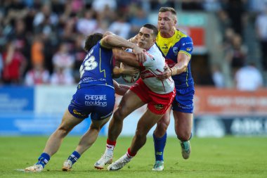 Warrington Wolves takımından Adam Holroyd, Betfred Süper Lig 18. Raundda St. Helens - Warrington Wolves maçında St. Helens - Wicked Stadyumu, St Helens, Birleşik Krallık, 19 Temmuz 2024