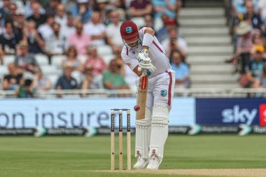 Batı Hint Adaları 'ndan Joshua Da Silva, 20 Temmuz 202' de İngiltere 'nin Trent Bridge, Nottingham' da Batı Hint Adaları 'na karşı oynadığı Rothesay Test Maçı' nda bir güvenlik atışı yapıyor.