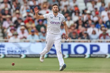 İngiltere 'den Mark Wood, İngiltere' nin Trent Bridge, Nottingham, İngiltere 'de oynadığı dördüncü maç olan Rothesay Test Maçı' nda ilk topu attıktan sonra tepki gösterdi.
