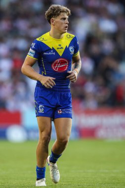Warrington Wolves takımından Arron Lindop, 18. Betfred Süper Lig müsabakasında St Helens 'e karşı Warrington Wolves maçını izledi.