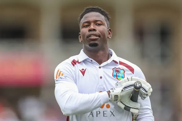 stock image Kevin Sinclair of West Indies leaves the field of play after being caught out by Harry Brook of England during the Rothesay Test Match day three England vs West Indies at Trent Bridge, Nottingham, United Kingdom, 20th July 2024