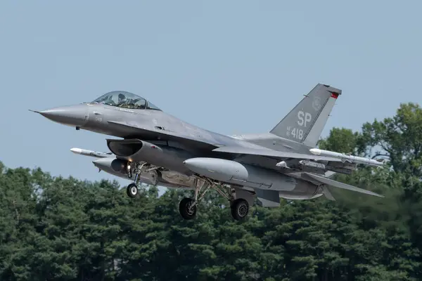 stock image Lockheed Martin F-16C Fighting Falcon of the 480TH FIGHTER SQUADRON United States Air Force during The Royal International Air Tattoo 2024 at RAF Fairford, Cirencester, United Kingdom, 19th July 2024