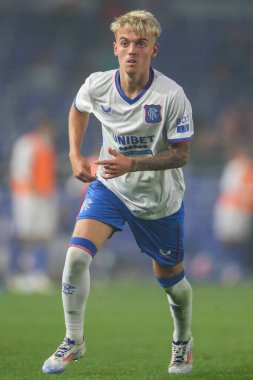 Rangers takımından Ross McCausland 24 Temmuz 2024 'te St Andrews, Birmingham' da Birmingham City Rangers maçında