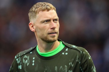 Birmingham City 'den Ryan Allsop, Birmingham City' nin 24 Temmuz 2024 'te St Andrews, Birmingham, Birmingham' da Rangers 'a karşı oynadığı ön sezon dostluk maçı sırasında