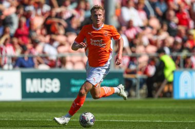 Blackpool 'dan Ryan Finnigan sezon öncesi dostluk maçı sırasında Blackpool - Sunderland Bloomfield Road, Blackpool, Birleşik Krallık, 27 Temmuz 2024