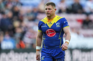 Warrington Wolves takımından Luke Yates, Betfred Süper Lig 19. Raundunda Wigan Warriors 'a karşı Warrington Wolves maçı sırasında Wigan Stadyumu, Wigan, Birleşik Krallık, 26 Temmuz 2024