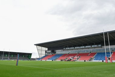 Salford Halk Stadyumu 'nun Salford Red Devils - Castleford Tigers maçının 27 Temmuz 202 tarihli Betfred Süper Lig karşılaşması öncesinde genel bir görüntüsü.