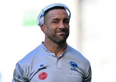 Warrington Wolves takımından Paul Vaughan, 26 Temmuz 2024 'te İngiltere' nin Wigan Stadyumu 'nda oynanan 19.