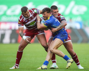 Warrington Wolves takımından Matty Ashton, 26 Temmuz 2024 'te İngiltere' nin Wigan Stadyumu 'nda oynanan 19.