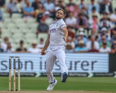 İngiltere 'den Chris Woakes, İngiltere' nin Edgbaston, Birmingham, Birleşik Krallık 'ta oynadığı 3. Rothesay Test Maçı 1.