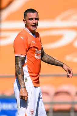 Blackpool 'dan Oliver Norburn sezon öncesi dostluk maçı sırasında Blackpool Sunderland' a karşı Bloomfield Road, Blackpool, Birleşik Krallık, 27 Temmuz 2024