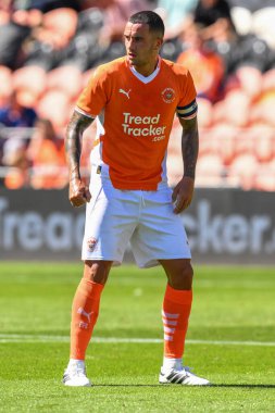 Blackpool 'dan Oliver Norburn sezon öncesi dostluk maçı sırasında Blackpool Sunderland' a karşı Bloomfield Road, Blackpool, Birleşik Krallık, 27 Temmuz 2024