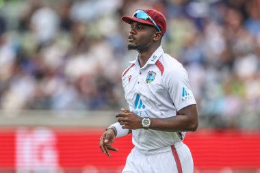 Rothesay Test Maçı 'nın ikinci gününde Batı Hint Adaları' ndan Jayden Seales Edgbaston, Birmingham, Birleşik Krallık 'ta İngiltere ile Batı Hint Adaları karşılaşması, 27 Temmuz 2024