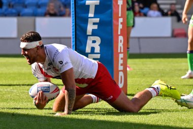 Salford Red Devils takımından Oli Partington, Salford Red Devils ile Castleford Castleford Tigers maçında 27 Temmuz 2024 'te oynanan Betfred Süper Lig karşılaşmasında 22-16 Salford' u deneyecek.