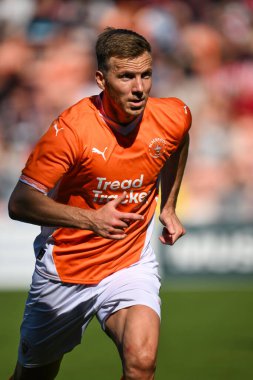 Blackpool 'dan Zac Ashworth sezon öncesi dostluk maçı sırasında Blackpool Sunderland' a karşı Bloomfield Road, Blackpool, İngiltere, 27 Temmuz 2024