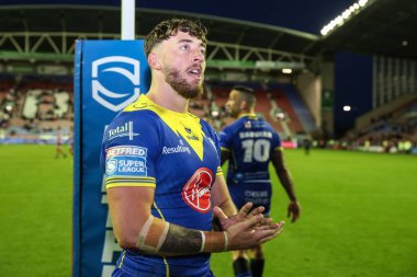 Warrington Wolves 'tan Matty Ashton, 26 Temmuz 2024' te İngiltere 'nin Wigan Stadyumu' nda oynanan 19.