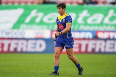 Warrington Wolves 'tan Adam Holroyd Betfred Süper Lig 19. Maç Wigan Warriors' a karşı Wigan Wolves maçı sırasında Wigan Stadyumu, Wigan, Birleşik Krallık, 26 Temmuz 2024