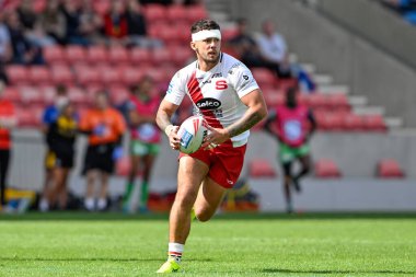 Salford Red Devils 'den Oli Partington, Salford Community Stadyumu' nda oynanan Salford Red Devils - Castleford Tigers maçında 27 Temmuz 2024 tarihinde oynanan Betfred Süper Lig 19.