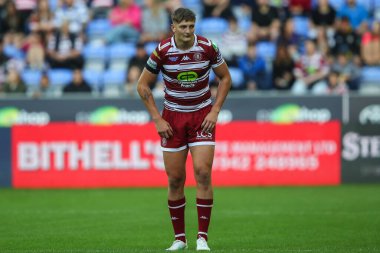 Wigan Warriors 'dan Sam Walters 19. Betfred Süper Lig karşılaşmasında Wigan Warriors' a karşı Warrington Wolves, DW Stadyumu, Wigan, Birleşik Krallık, 26 Temmuz 2024