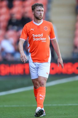 Blackpool 'dan Matthew Pennington sezon öncesi dostluk maçı sırasında Blackpool - Sunderland Bloomfield Road, Blackpool, Birleşik Krallık' ta, 27 Temmuz 2024