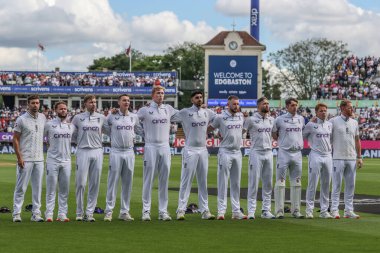 İngiltere milli marşı sırasında 3. Rothesay Deneme Maçı 1. Maçı sırasında İngiltere ve Batı Hint Adaları maçı Edgbaston, Birmingham, Birleşik Krallık, 26 Temmuz 2024