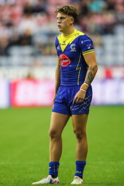 Arron Lindop of Warrington Wolves during the Betfred Super League Round 19 match Wigan Warriors vs Warrington Wolves at DW Stadium, Wigan, United Kingdom, 26th July 2024