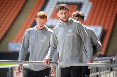 Blackpool 'dan Matthew Pennington, Bloomfield Road, Blackpool, Birleşik Krallık' ta oynanan Blackpool-Sunderland maçından önce geldi.