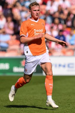 Blackpool 'dan Ryan Finnigan 27 Temmuz 2024' te Bloomfield Road, Blackpool, İngiltere 'de oynanan Blackpool-Sunderland maçında