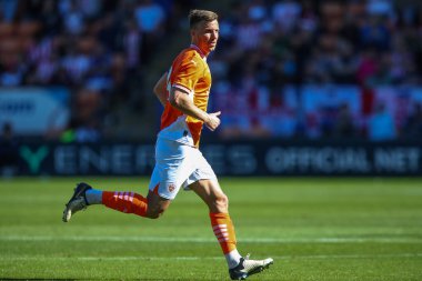 Blackpool 'dan Lee Evans, Blackpool-Sunderland maçında Bloomfield Road, Blackpool, Birleşik Krallık' ta 27 Temmuz 2024 'te karşı karşıya geldi.