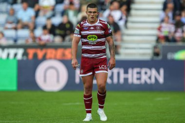 Wigan Warriors 'dan Brad ONeill 19. Betfred Süper Lig karşılaşmasında Wigan Warriors' a karşı Warrington Wolves, DW Stadyumu, Wigan, Birleşik Krallık, 26 Temmuz 2024