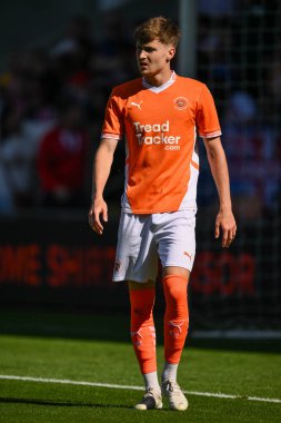 Blackpool 'dan Zac Ashworth sezon öncesi dostluk maçı sırasında Blackpool Sunderland' a karşı Bloomfield Road, Blackpool, İngiltere, 27 Temmuz 2024