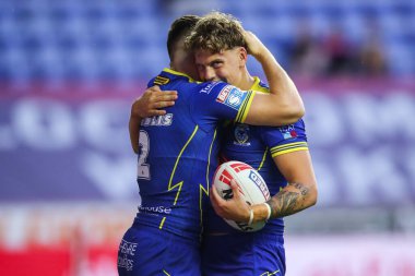 Warrington Wolves takımından Arron Lindop, 26 Temmuz 2024 'te İngiltere' nin Wigan Stadyumu 'nda oynanan 19.