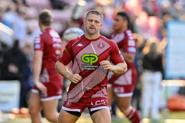 Wigan Warriors takımından Ryan Hampshire, 26 Temmuz 2024 'te İngiltere' nin Wigan Stadyumu 'nda oynanan 19.