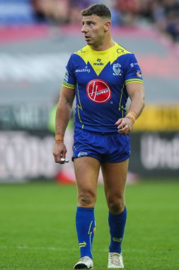 Warrington Wolves 'tan George Williams, Betfred Süper Lig 19. Maçı sırasında Wigan Warriors' a karşı Wigan Wolves, Wigan Stadyumu, Birleşik Krallık, 26 Temmuz 2024